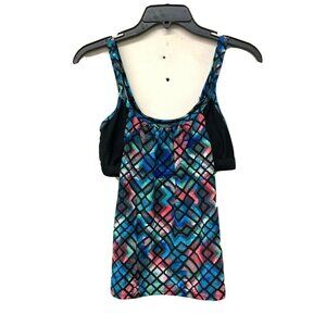 Go by Gossip Womens Multicolor Geometric Print Tankini Swim Top